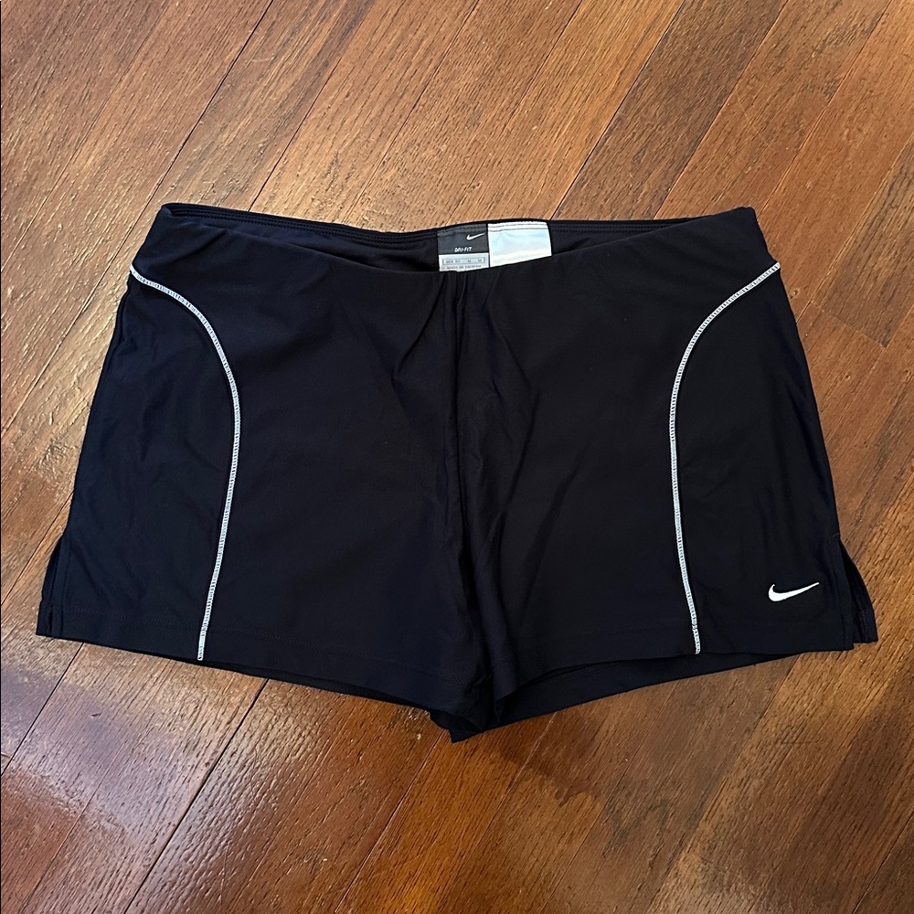 Women’s Nike Black Dri-Fit Athletic Shorts with White Accents Size Medium